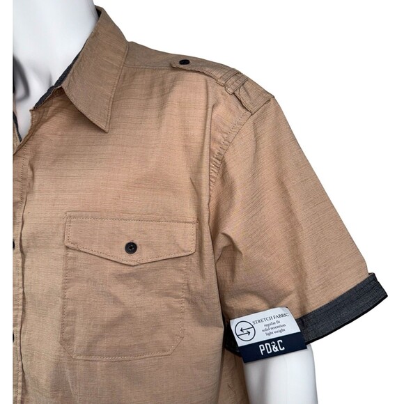PDC Shirt Mens Size 2X Big & Tall Short Sleeve Collared Front Pockets Button Up - Picture 4 of 9